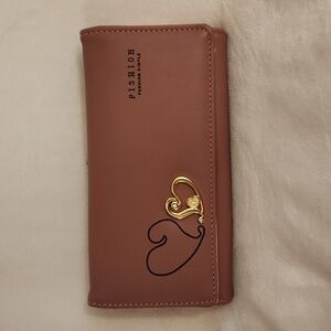 Fashion Simple Wallet.  Rose colored.  Change pocket many compartments snap clos